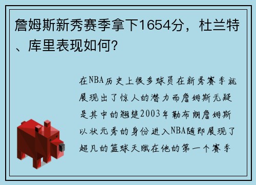 詹姆斯新秀赛季拿下1654分，杜兰特、库里表现如何？